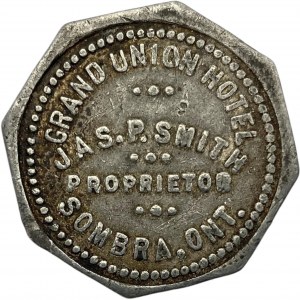 Canada Sombra Ontario 25 Cent Grand Union Hotel Jas.P. Smith Merchant Token UNLISTED!