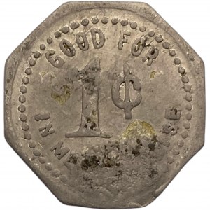Canada Tavistock Ontario 1 Cent F. Krug GW Counterstamp Merchant Token 1012-C-F