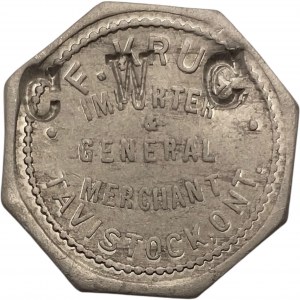 Canada Tavistock Ontario 10 Cent F. Krug CWC Counterstamp Merchant Token 1012-E-Dx