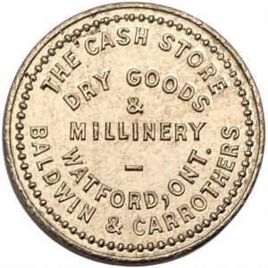 Canada Watford Ontario 1 Cent Baldwin & Carrothers Merchant Token 1124-A-F