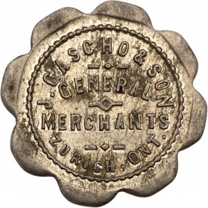 Canada Zurich Ontario 25 Cent J. Gascho & Son Merchant Token Cent Sign Reverse Error 1192-B-C