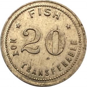 Canada Quathiaski Cove BC 20 Fish W.E. Anderson Merchant Token