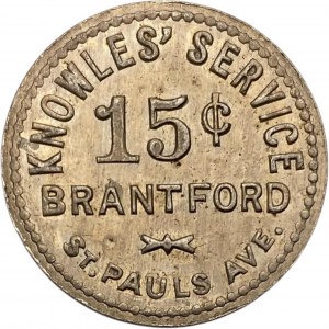 Canada Brantford Ontario 15 Cent Knowles Service Merchant Token 120-U-A