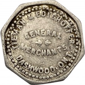 Canada Dashwood Ontario 1 Cent Tieman & Edighoffer Merchant Token 278-A-F