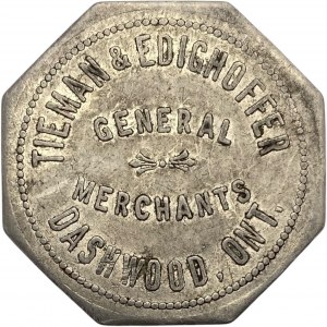 Canada Dashwood Ontario 1 Dollar Cent Tieman & Edighoffer Merchant Token 278-A-A