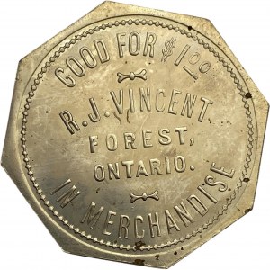 Canada Forest Ontario 1 Dollar R.J. Vincent Merchant Token 384-H-Az