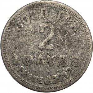 Canada Winnipeg Manitoba 2 Loafs Workingmen's Union Bakery Merchant Token #2