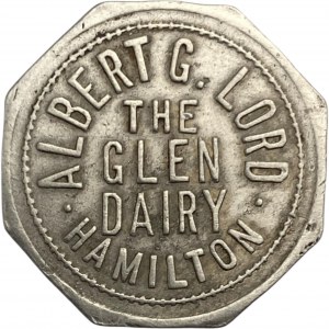 Canada Hamilton Ontario One Quart Albert G. Lord The Glen Dairy Merchant Milk Token