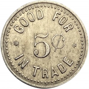 Canada Harrow Ontario 5 Cent John Stocker Merchant Token 474-A-E