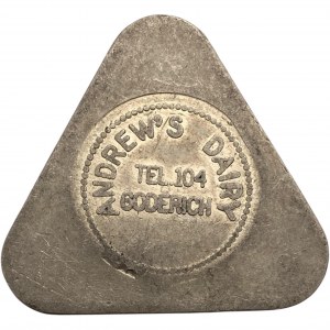 Canada Goderich Ontario 1 Quart Andrew's Dairy Merchant Milk Token