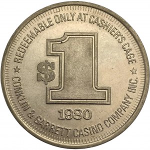 Canada Brantford Ontario 1980 1 Dollar Conklin & Garrett Casino Medallion