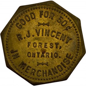 Canada Forest Ontario 50 Cent R.J. Vincent Merchant Token 384-H-Bx