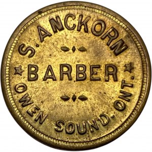 Canada Owen Sound Ontario 1901 S.T. Ankcorn Barber One Shave Merchant Token