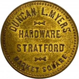 Kanada Stratford Ontario 1902 Duncan L. Myers Hardware Medallion