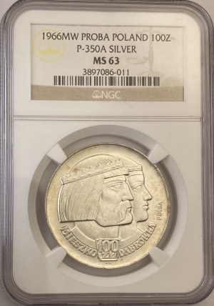Poland 1966 MW 100 Złotych Silver Pròba Mieszko & Dąbrówka Half Bust