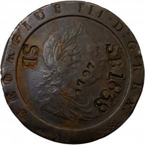 Great Britain 1797 George III 3 Pence with counterstamps