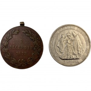 Austria 1907 5 Korona and Kriegsmedaille War Medal (2 Pieces)