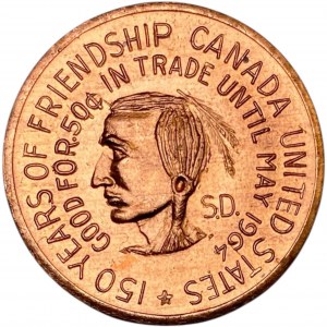 Canada United States 1964 50 Cent 150 Years of Friendship Token