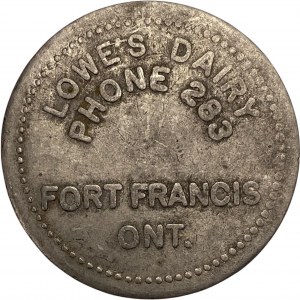 Canada Fort Francis Ontario 1 Quart Lowe's Dairy Merchant Milk Token