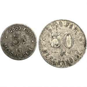 Canada Forestville Ontario J.A. Hoover 5 & 50 Cent Merchant Tokens 388-A-B 388-A-E (Lot of 2)