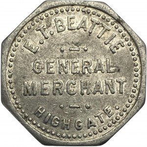 Canada Highgate Ontario 25 Cent E.T. Beattie Merchant Token 492-A-C