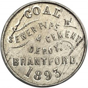 Canada Brantford Ontario 5 Cent Thos Elliots Coal 1893 Merchant Token LeRoux 1069r