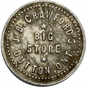 Canada Dutton Ontario 1 Cent J.B. Crawford Big Store Merchant Token 312-D-F