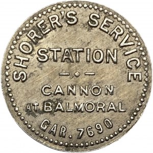 Canada Hamilton Ontario 3 Cent Shorer's Service Station Merchant Token 464-AM-R