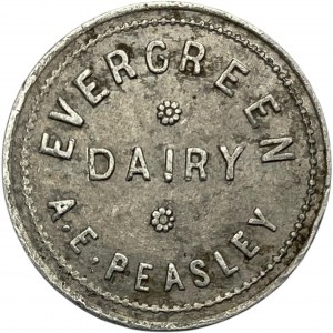 Evergreen Dairy 1 Pint A.E. Peasley Merchant Token