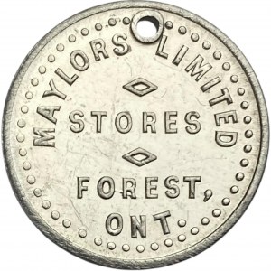 Canada Forest Ontario 5 Cent Maylors Limited Merchant Holed Token 384-E-Ex