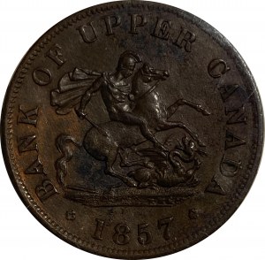 Province of Canada, Bank of Upper Canada 1857 Half Penny Token PC-5D