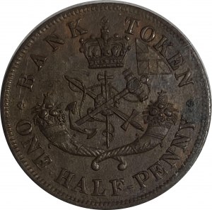 Province of Canada, Bank of Upper Canada 1857 Half Penny Token PC-5D