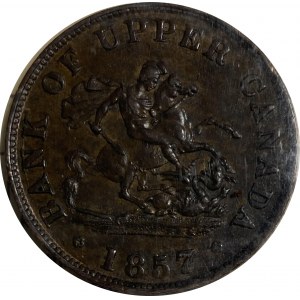 Province of Canada, Bank of Upper Canada 1857 Half Penny Token PC-5D