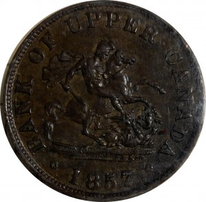 Province of Canada, Bank of Upper Canada 1857 Half Penny Token PC-5D