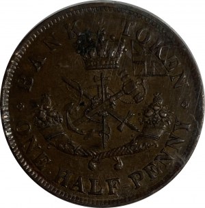 Province of Canada, Bank of Upper Canada 1857 Half Penny Token PC-5D
