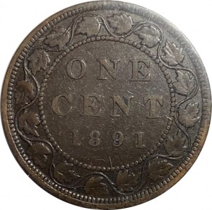 Canada 1891 LL SD 1 Cent Obverse 3
