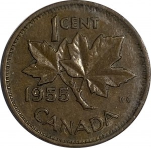 Canada 1955 No Shoulder Fold 1 Cent