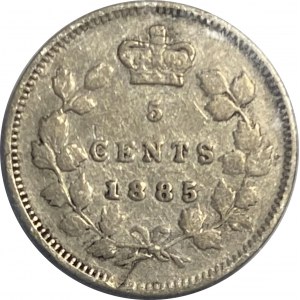 Canada 1885 Silver 5 Cent Small 5/5