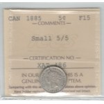 Canada 1885 Silver 5 Cent Small 5/5