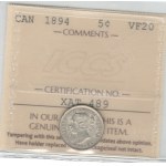 Canada 1894 Silver 5 Cent