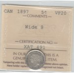 Kanada 1897 Silber 5 Cent Breite 8