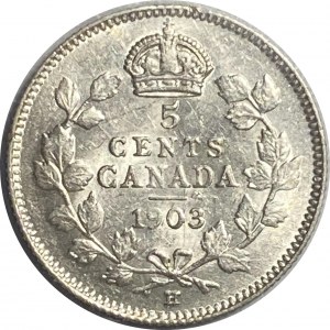 Canada 1903H Silver 5 Cent Small H/H