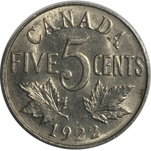 Canada 1922 Nickel 5 Cent