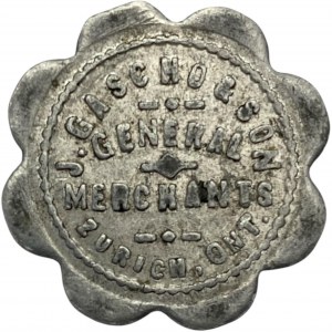 Canada Zurich Ontario 5 Cent J. Gascho & Son Merchant Token 1192-B-E