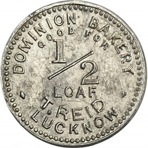 Canada Lucknow Ontario 1/2 Loaf Dominion Bakery T. Reid Merchant Token