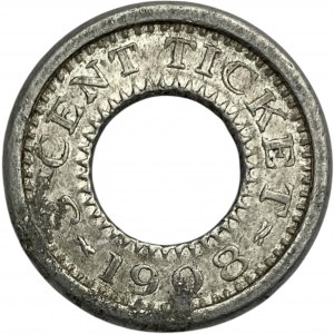 United States Cleveland Ohio 1908 3 Cent Ticket Municipal Traction Co Merchant Token