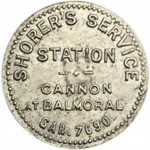 Canada Hamilton Ontario Shorer's Service Station 21 Cent Merchant Token 464-AM-L