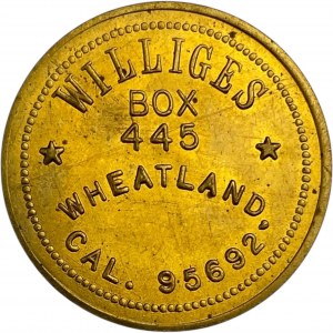 United States Wheatland CA 1973 25 Cent Williges Merchant Token