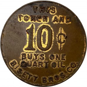 Bisett Bros. Co. 10 Cent Quart of Oil Merchant Token