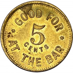 Canada Wellesley Ontario 5 Cent Queens Hotel Hy. Kreutzwieser Merchant Token 1128-C-E